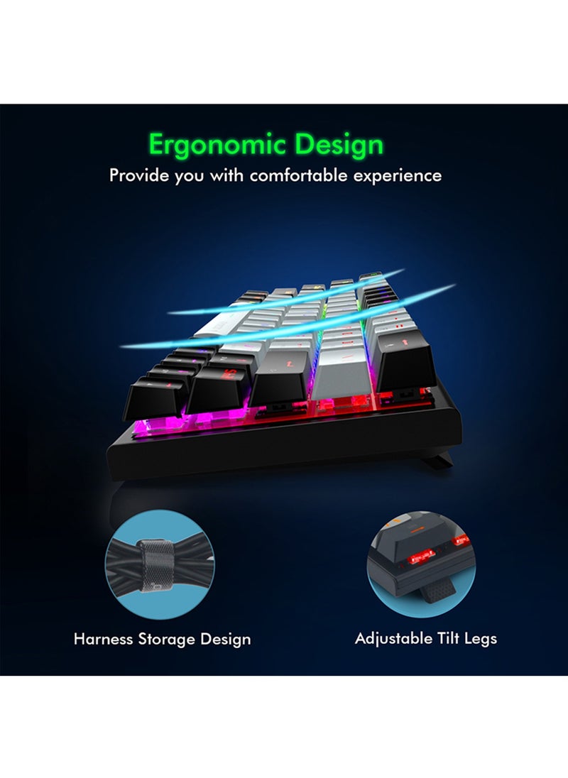 E-YOOSO - Z-11 3 Modes Wireless Mechanical Keyboard, Bluetooth/2.4G/USB-C 60% Portable Rechargeable 61 Keys Gaming Keyboard, Compact RGB Hot Swappable Mechanical Keyboard for Windows/Mac - Image 1