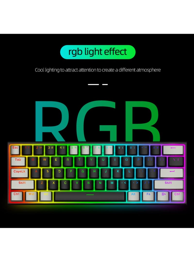 E-YOOSO Z-11 3 Modes Wireless Mechanical Keyboard, Bluetooth/2.4G/USB-C 60% Portable Rechargeable 61 Keys Gaming Keyboard, Compact RGB Hot Swappable Mechanical Keyboard for Windows/Mac  - Image 2