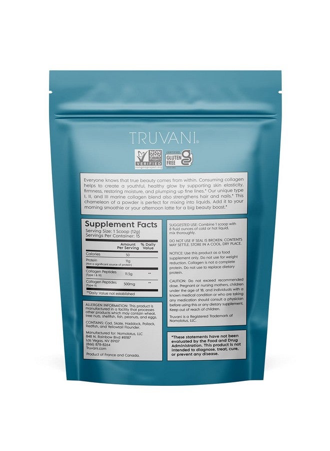 Truvani Wild Caught Hydrolyzed Marine Collagen Protein Powder ; Collagen Protein Supplement With Type 12 & 3 ; Antiskin Aging ; Nongmo ; Gluten Free Fish Collagen ; 6.35 Oz - Image 2