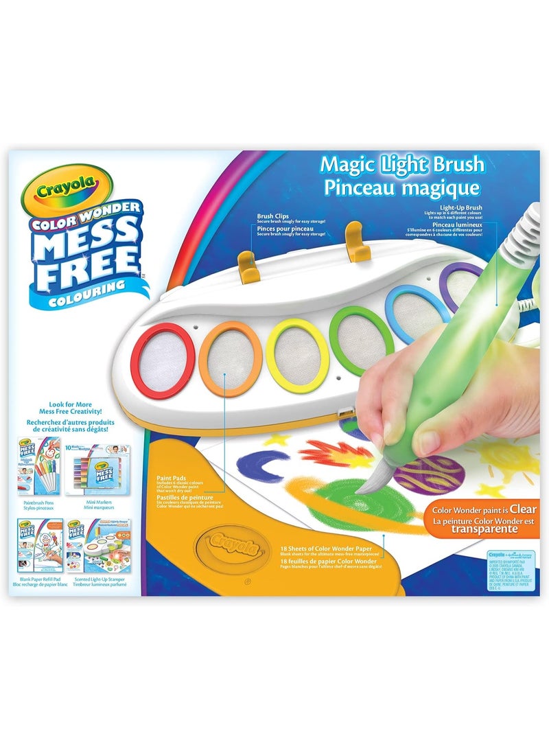 Crayola Color Wonder Mess‑Free Magic Light Brush – Kids’ Light‑Up Painting Set with 6 Color Wonder Paints & 18 Sheets – No‑Mess Creative Art Kit for Ages 3+ - Image 4