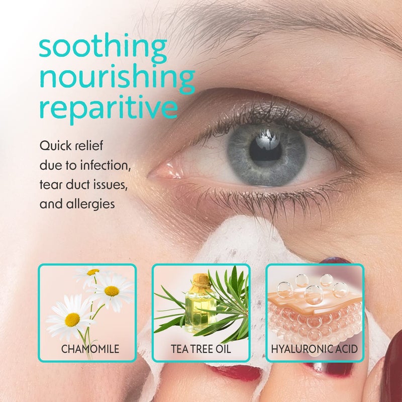 Natural Essentials Peepers Plus Eyelid Wipes by Natural Essentials, Preservative-Free & Rinse-Free Eye Wipes for Daily Use, Hydrating & Moisturizing Hyaluronic Acid & Tea Tree Oil Soothes Allergy Dry Eyes, 30 Count - Image 3