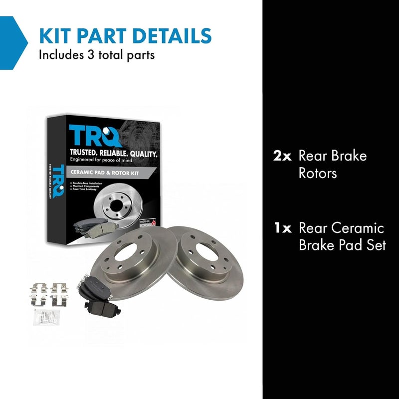 TRQ Rear Brake Pad and Rotor Set Ceramic Solid Rotors Compatible with 2017-2018 Mazda 3 2019 CX-3 - Image 3