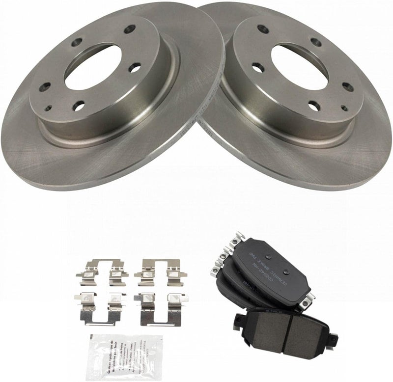 TRQ Rear Brake Pad and Rotor Set Ceramic Solid Rotors Compatible with 2017-2018 Mazda 3 2019 CX-3 - Image 5