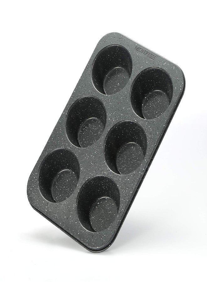 Monfish extra large muffin pan jumbo cupcake tray Carbon steel stone finish 3.5 inch cup - Image 1