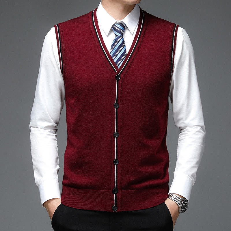 Mens Navy Wool Blend Sleeveless Vest B9061 Black