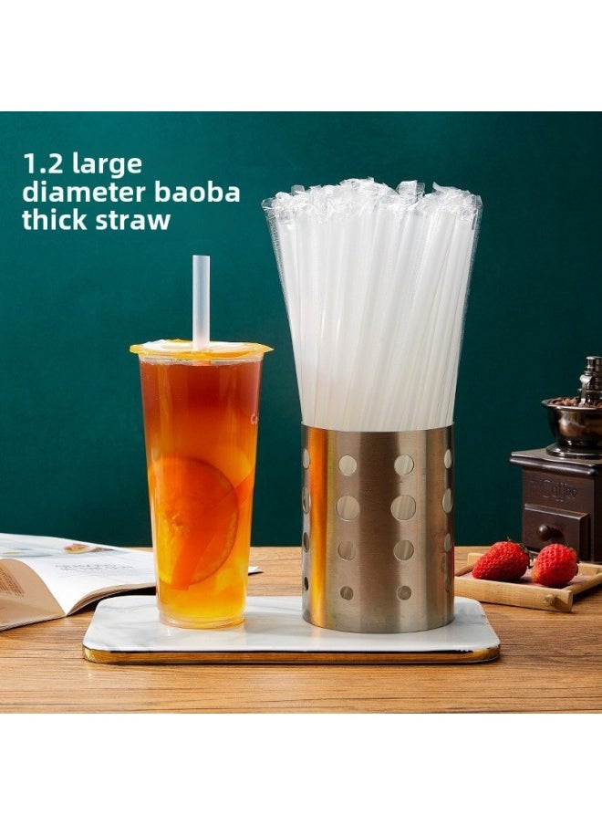 Generic Disposable Straw Separate Packaging Pearl Milk Tea Coarse Straw Beverage Fine Straw Eight Treasure Porridge Plastic Transparent Color-Color:Hardened 1.2 Caliber [boba Thick Straw]-Specifications:23cm Transparent 10,000 Pieces (whole Piece Discount)  - Image 1