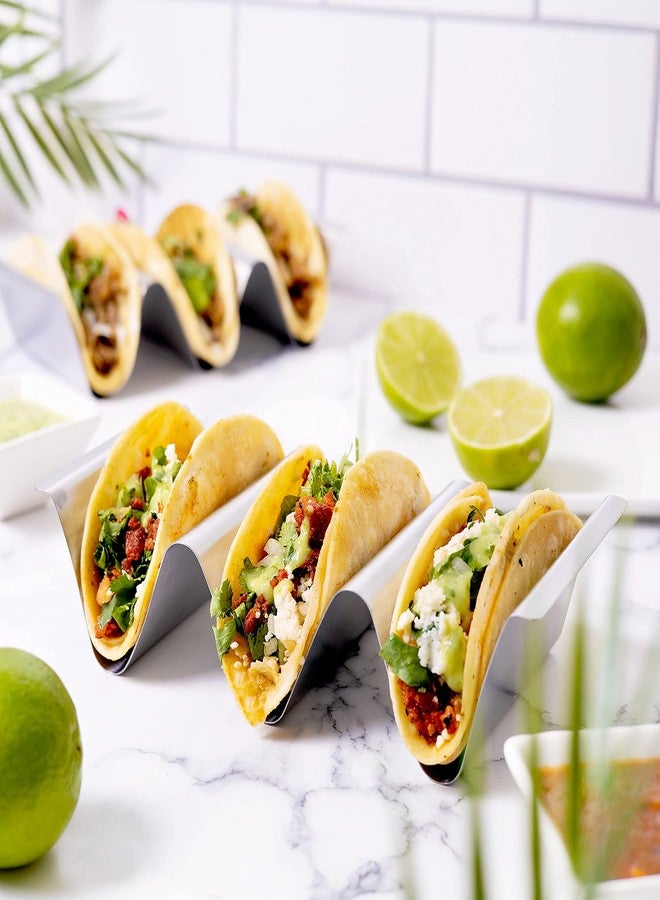 RTT Stainless Steel Taco Holder Stand, Set of 6 - Stylish Rack Holds Up to 3 Tacos Each, Keeping Shells Upright - Oven, Grill and Dishwasher Safe - Image 4