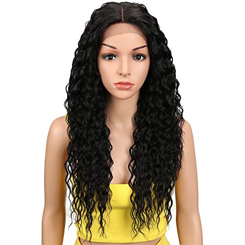 Joedir Lace Front Wigs Ombre Blonde 24" Long Small Curly Wavy Synthetic Wigs For Black Women 130% Density Wigs(1B) - Image 1