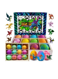 Bath Bombs for Kids with Surprise Inside - 12 Organic Bubble Bath Fizzies with Dragon Egg Toys. Gentle Bath Balls. Fizzy Balls w/Rich Bubbles, Christmas Gifts, Stocking Stuffers for Girls and Boys