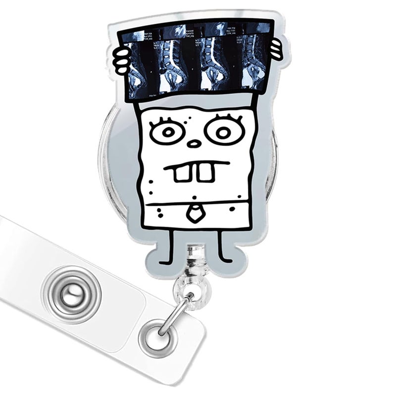 963RW Funny Nurse Badge Reel Doodle Bob Xrays ID Retractable Holder with Acrylic Clip, Cute Nurse Badge Reels for Xray tech, Radiology, Healthcare, Work Accessory - Image 1