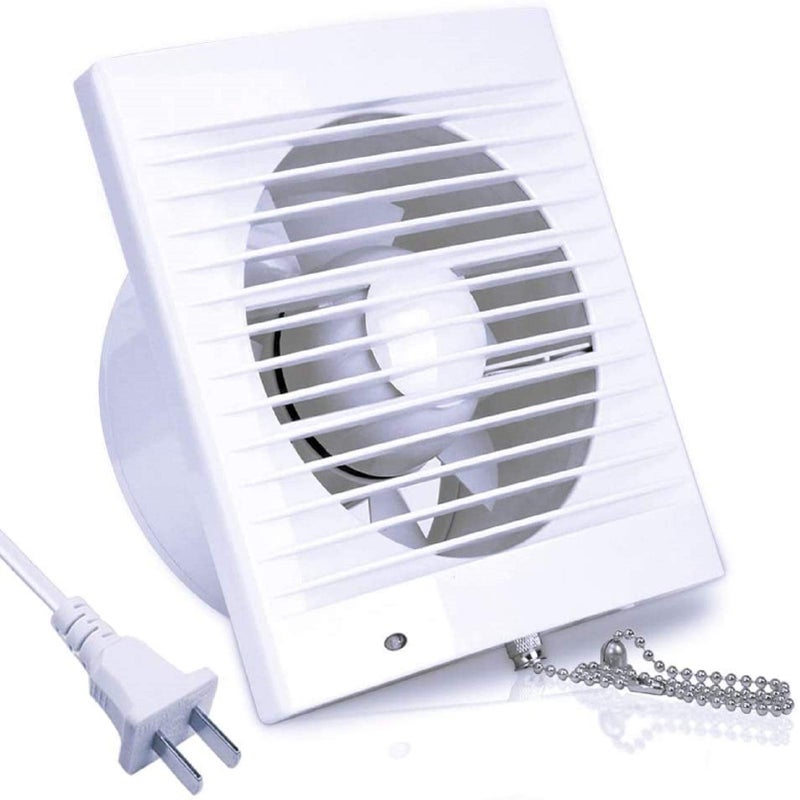 SAILFLO 4 Inch Wall-Mounted Exhaust Fan, 12W Ventilation Extractor with Anti-backflow Check Valve Chain Switch for Window Duct Glass Grow Tent Bathroom Vents - 6"Ã—6" Grid Panel - Small Size - Image 1