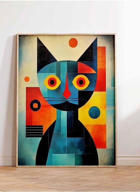 (Assembly frame) Cat Poster Abstract Art Print Vintage Cat Abstract Cat Art Vintage Bauhaus Art Bauhaus Cat Print Cat Wall Art Poster Print Sizes A2 A3 A4