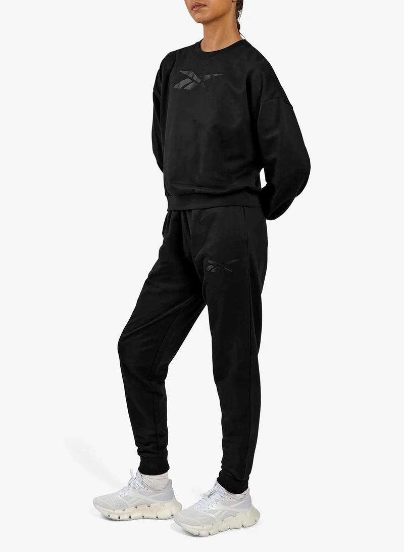 Reebok Black Satin Logo Jogger Pants for Women | Best Price UAE