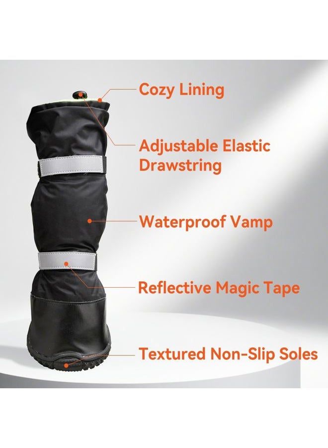 Billionchains 4 PCS Dog Boots Waterproof Dog Shoes with Reflective, Anti-Slip Pet Paw Protectors for Snowy, Rainy and Hot Pavement, Black, Large - Image 3