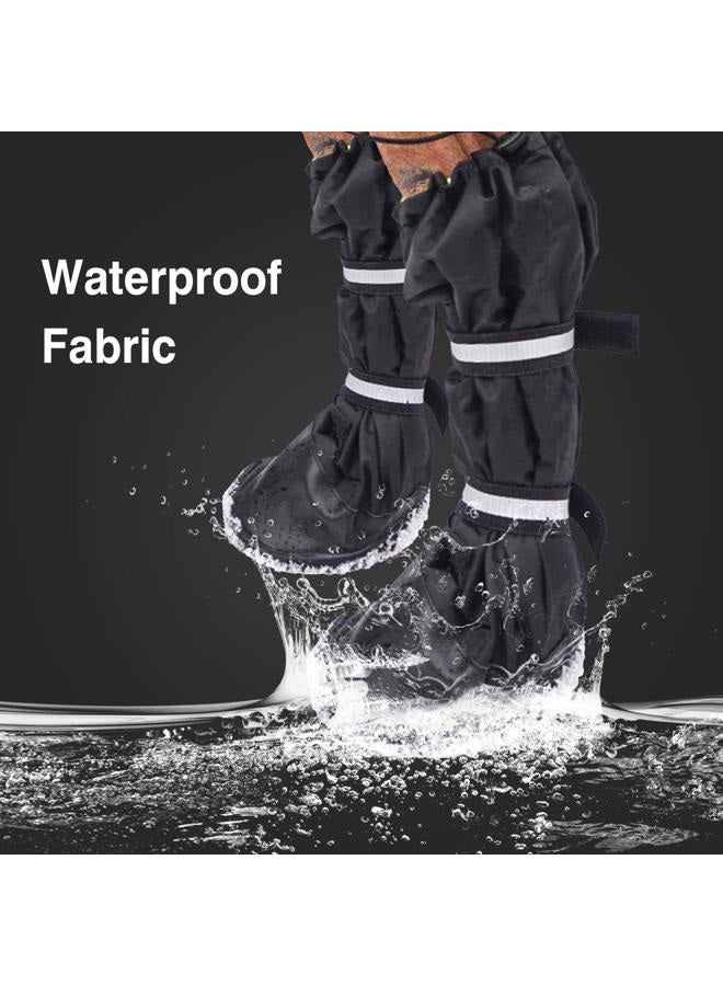 Billionchains 4 PCS Dog Boots Waterproof Dog Shoes with Reflective, Anti-Slip Pet Paw Protectors for Snowy, Rainy and Hot Pavement, Black, Large - Image 4