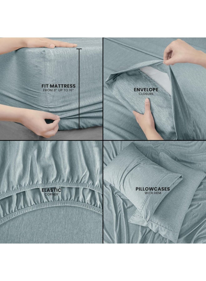 Utopia Bedding Queen Sheet Set â€“ 4 Piece Bed Sheets for Queen Size Bed, Soft and Breathable Microfiber, Includes 1 Fitted Sheet, 1 Flat Sheet and 2 Pillowcases (Heather Grey) - Image 2