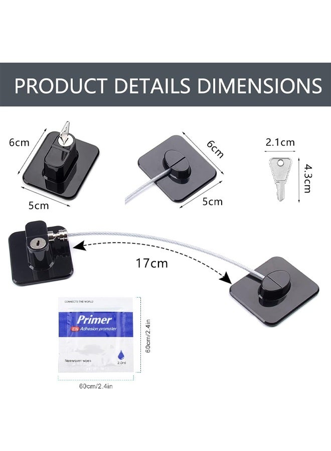 DUNISO 2 Pcs Fridge Lock with Keys,Child Safety Refrigerator Door Lock, Child Proof Cabinet Locks，No Drill,Easy to Install，for Refrigerator, Cabinets, Closets, Drawers, Window，Black - Image 2