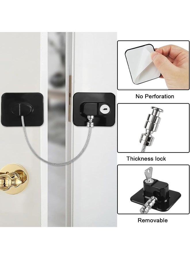 DUNISO 2 Pcs Fridge Lock with Keys,Child Safety Refrigerator Door Lock, Child Proof Cabinet Locks，No Drill,Easy to Install，for Refrigerator, Cabinets, Closets, Drawers, Window，Black - Image 3
