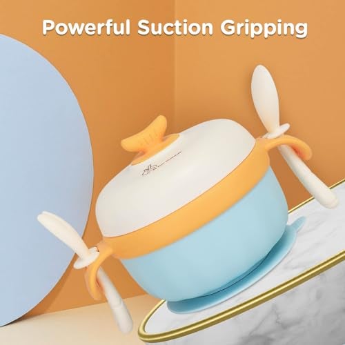 R for Rabbit Safe Feed Storage Baby Feeding Meal Bowl Set with Spoon and Fork for Baby | 304 Stainless Steel Multi-Functional Snack/Fruit Box 350 Gram Capacity (Blue) - Image 3