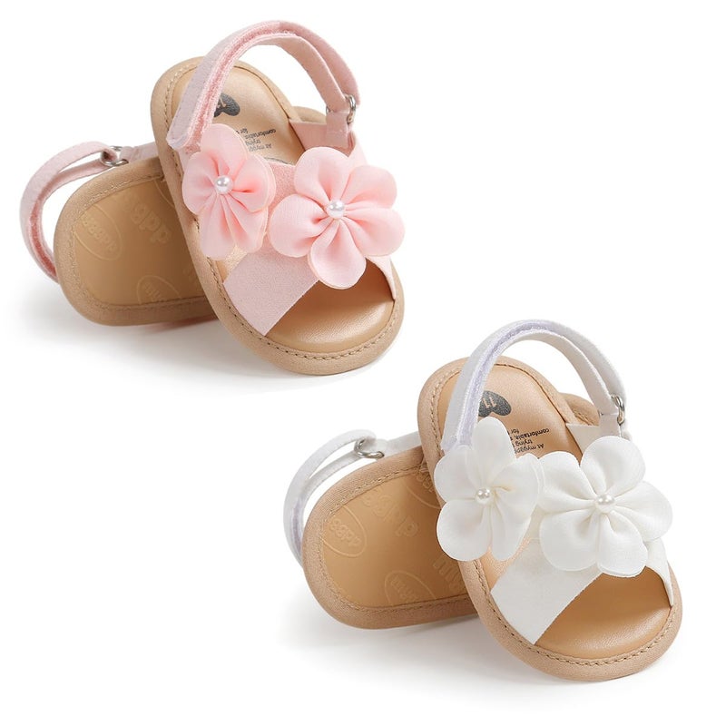 GDSDYM Infant Baby Girls Summer Sandals with Flowers Soft Sole Newborn Princess First Walkers Crib Wedding Dress Shoes - Image 4