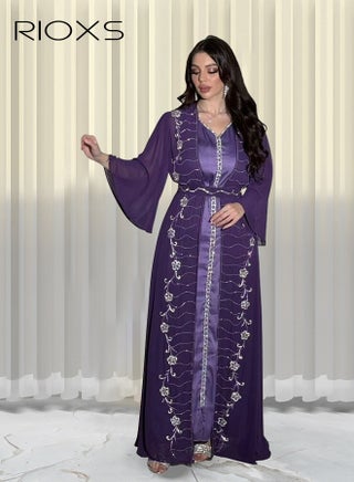knee length dresses for ladies Delicate Embroidery Dubai Kaftan Abaya Arabic Dress – Maxim Creation main image 0
