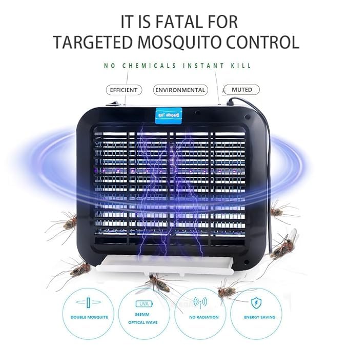 NOJTI Electric Mosquito Killer, Fly Insect Killer Machine, Insect Bug Zapper,Fly Catcher and Trap Killer LED Lamp for Restaurants,Home, Kitchen, Indoor, Outdoor (Aspect-White-PEST) (SY-202-Bug) - Image 3