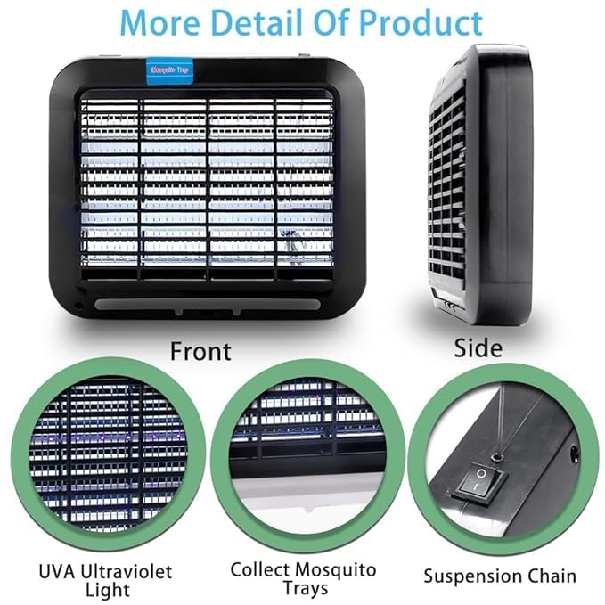 NOJTI Electric Mosquito Killer, Fly Insect Killer Machine, Insect Bug Zapper,Fly Catcher and Trap Killer LED Lamp for Restaurants,Home, Kitchen, Indoor, Outdoor (Aspect-White-PEST) (SY-202-Bug) - Image 2