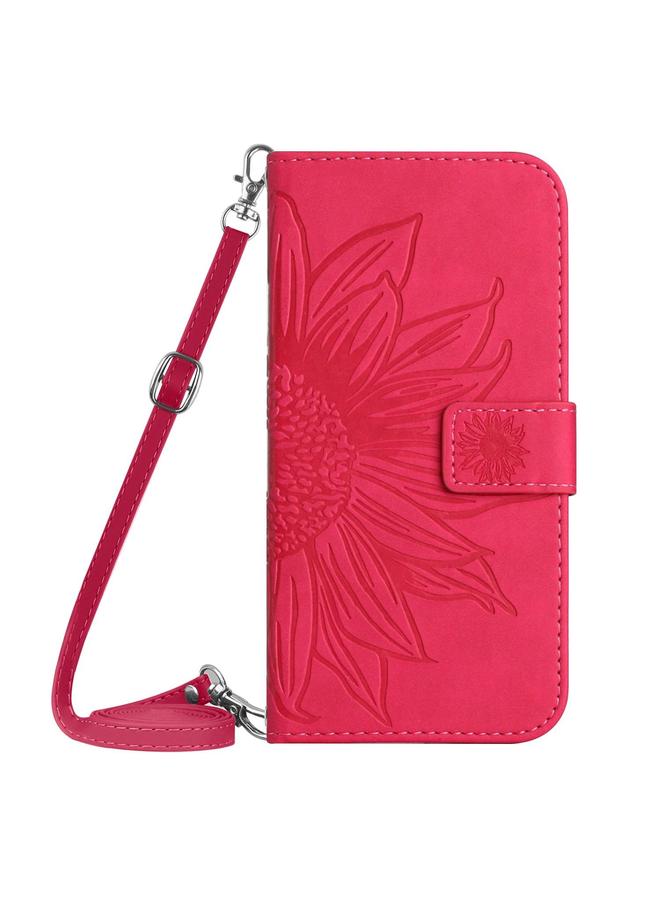 erorex Case For Tecno Camon 40 Pro 4G / 5G Skin Feel Sun Flower Embossed Flip Leather Phone Case with Lanyard - Image 2