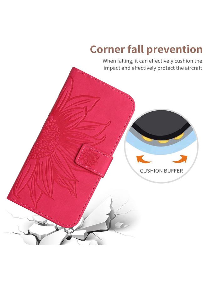 erorex Case For Tecno Camon 40 Pro 4G / 5G Skin Feel Sun Flower Embossed Flip Leather Phone Case with Lanyard - Image 5