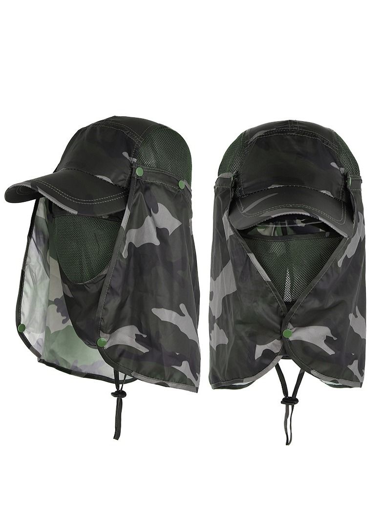 Loquat Summer Quick-dry Sunscreen Baseball Cap Outdoor Face Mask 360 Degree Sun Hat