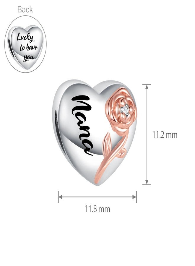 SBI Jewelry Heart Lucky to Have You Nana Charm for Pandora Bracelets Bead Rose Flower Charms for Women Birthday Jewelry Gifts from Granddaughter - Image 5