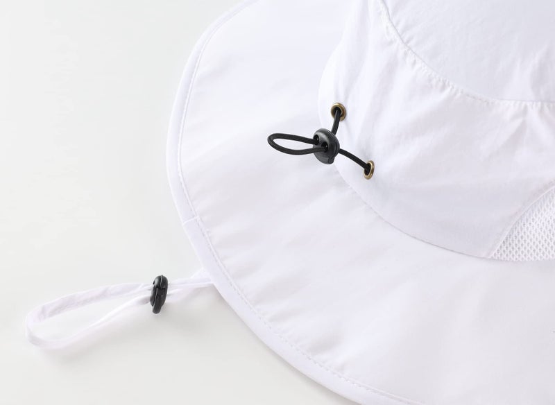 Home Prefer UPF50+ Mens Sun Hat Wide Brim Fishing Hat Airy Mesh UV Protection Portable Bucket Sun Hat White - Image 5
