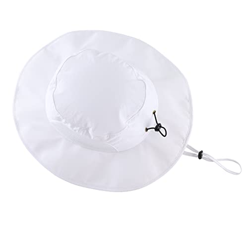 Home Prefer UPF50+ Mens Sun Hat Wide Brim Fishing Hat Airy Mesh UV Protection Portable Bucket Sun Hat White - Image 2