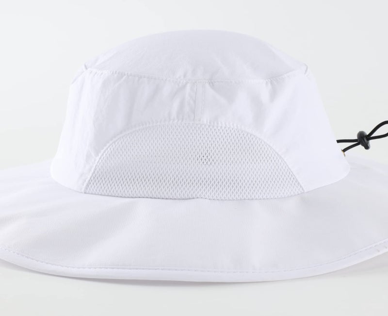 Home Prefer UPF50+ Mens Sun Hat Wide Brim Fishing Hat Airy Mesh UV Protection Portable Bucket Sun Hat White - Image 4