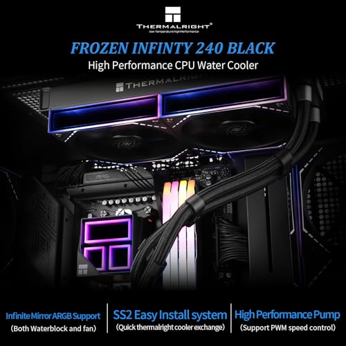 Thermalright Frozen Infinity 240 Black Liquid CPU Cooler,Double PWM Fans with 2000RPM,Desktop CPU Aio Cooler,for AM4/AM5&Intel LGA1150/1151/1200/2011/1700/1851,Infinity Mirror PC CPU Water Cooler - Image 3