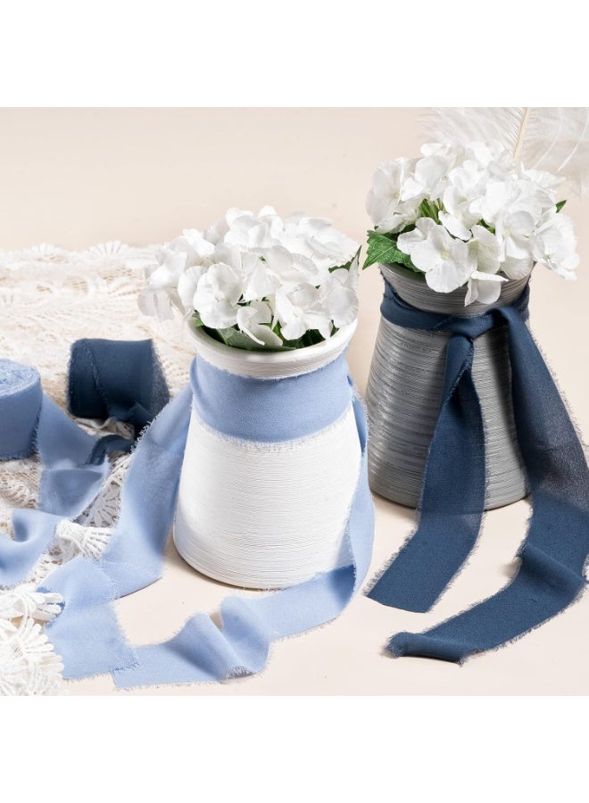 شريط أزرق، شريط شيفون أزرق فاتح، زينة حفلات من الحرير الأزرق الفاتح، 1.57 بوصة × 16.41 ياردة، شريط هامشي مصنوع يدويًا للتغليف، مزهرية زهور، حرف يدوية، أعياد ميلاد، زفاف، 3 لفات - Image 5