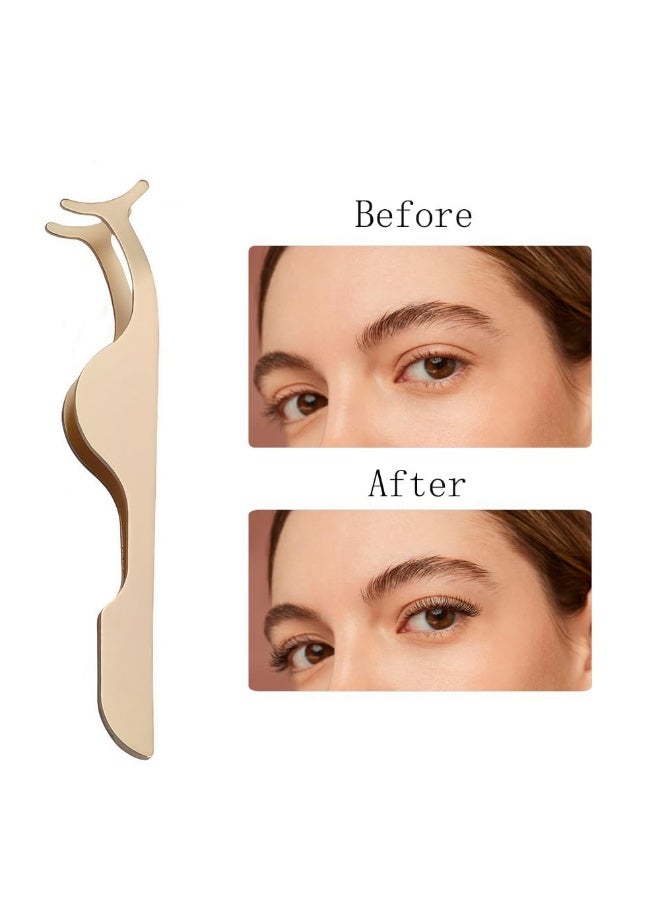 GlamKit 3 Pcs Golden Stainless Steel False Eyelash Applicator Tweezer Clips, Ergonomic Curved Lash Helper Tool, Lightweight Durable Rustproof Lash Auxiliary Tweezers for Beginner Daily Makeup Professional Lash Salon Application & Removal - Image 5