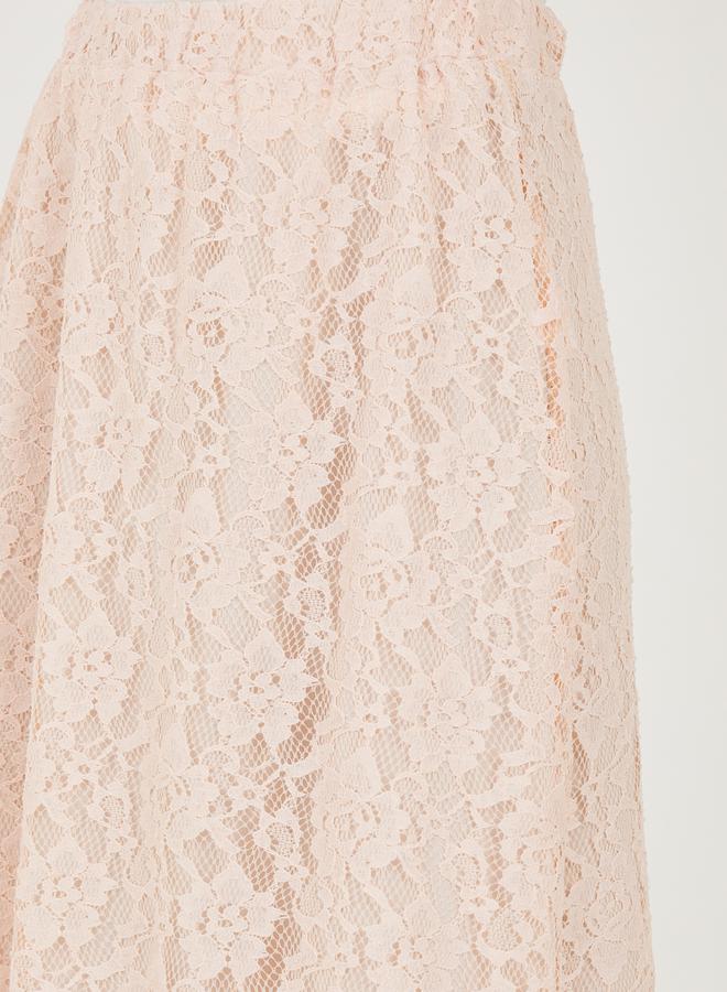 Styli Lace Insert Maxi Skirt with Elastic Waistband  - Image 3