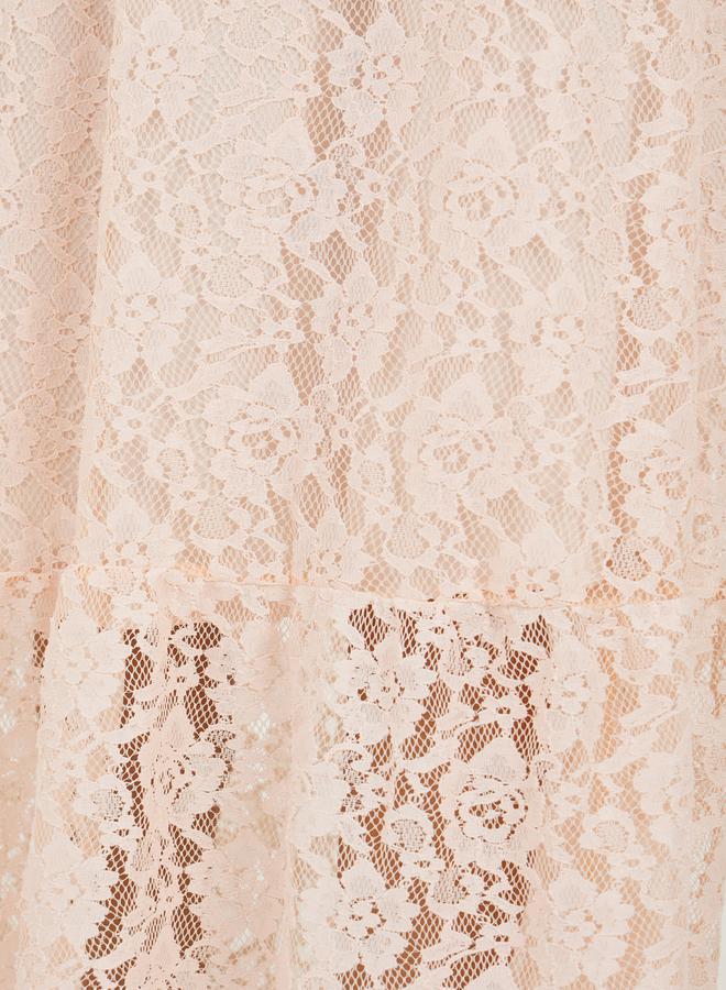 Styli Lace Insert Maxi Skirt with Elastic Waistband  - Image 5