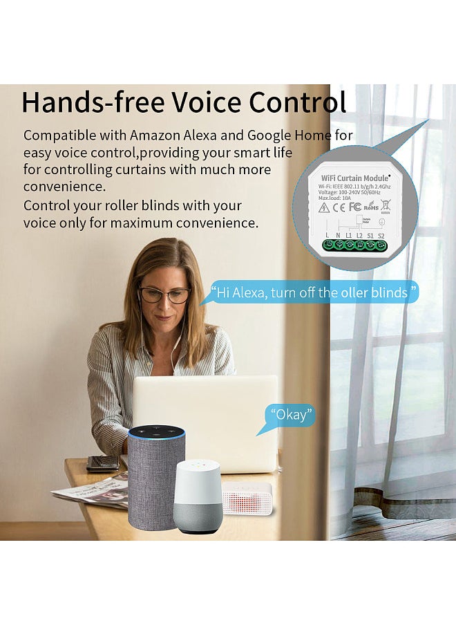 Lepmerk - Tuya WiFi Curtain Blinds Module Switch Roller Shutter Motor Smart Life App Remote Control Voice Control with Alexa  Home - Image 1