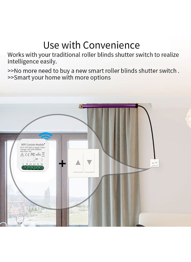 Lepmerk - Tuya WiFi Curtain Blinds Module Switch Roller Shutter Motor Smart Life App Remote Control Voice Control with Alexa  Home - Image 1