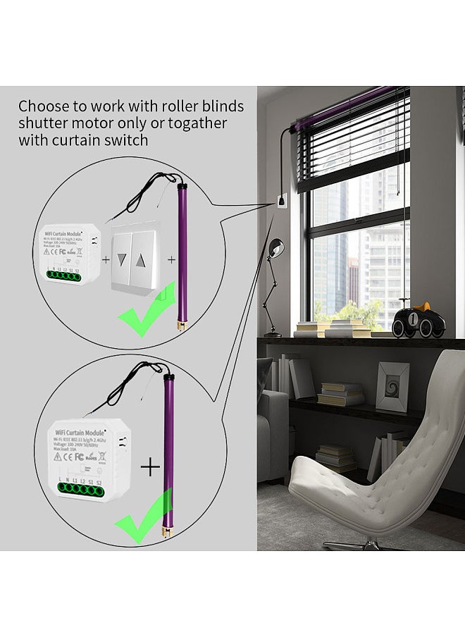 Lepmerk - Tuya WiFi Curtain Blinds Module Switch Roller Shutter Motor Smart Life App Remote Control Voice Control with Alexa  Home - Image 1