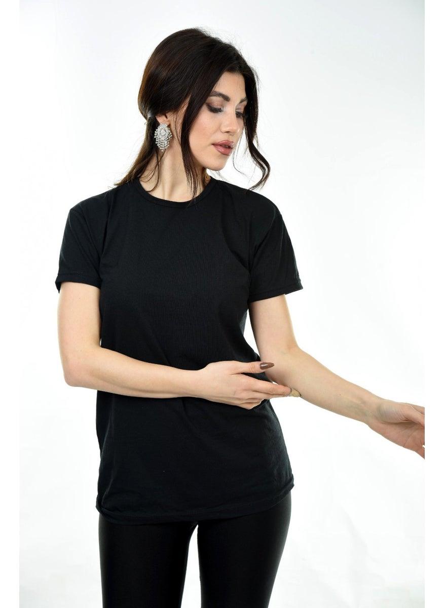 Belifanti Collection Women's Basic Crew Neck Short Sleeve T-Shirt Black  - Image 1