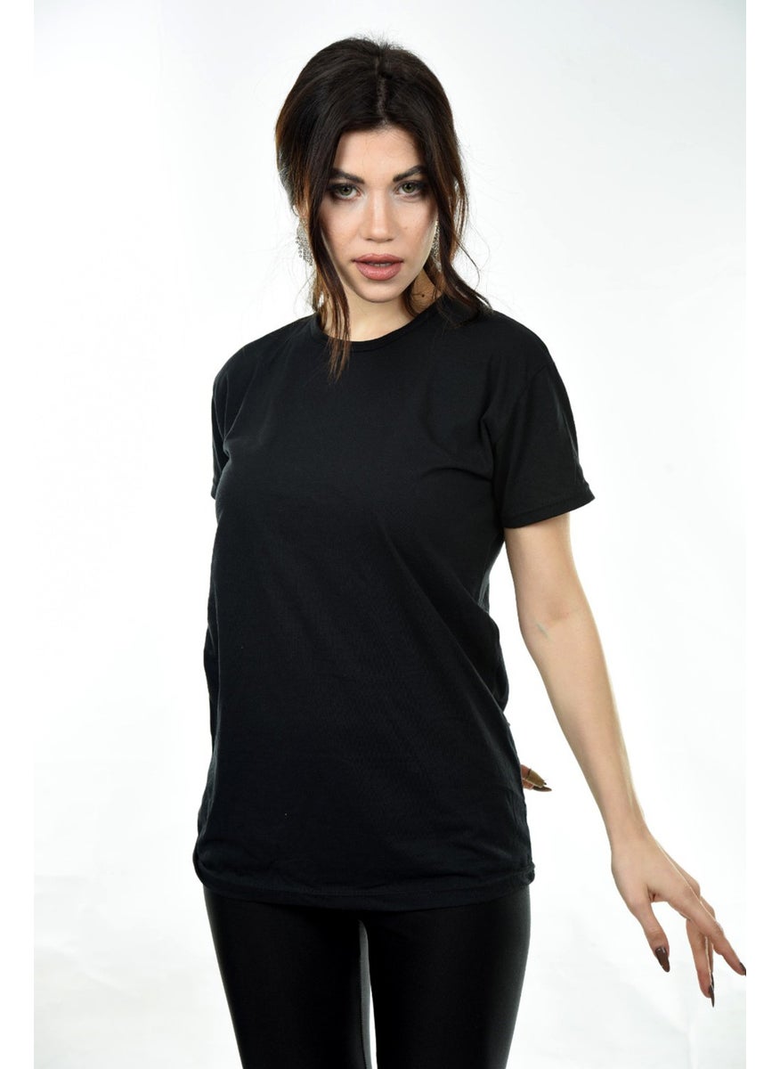 Belifanti Collection Women's Basic Crew Neck Short Sleeve T-Shirt Black  - Image 3