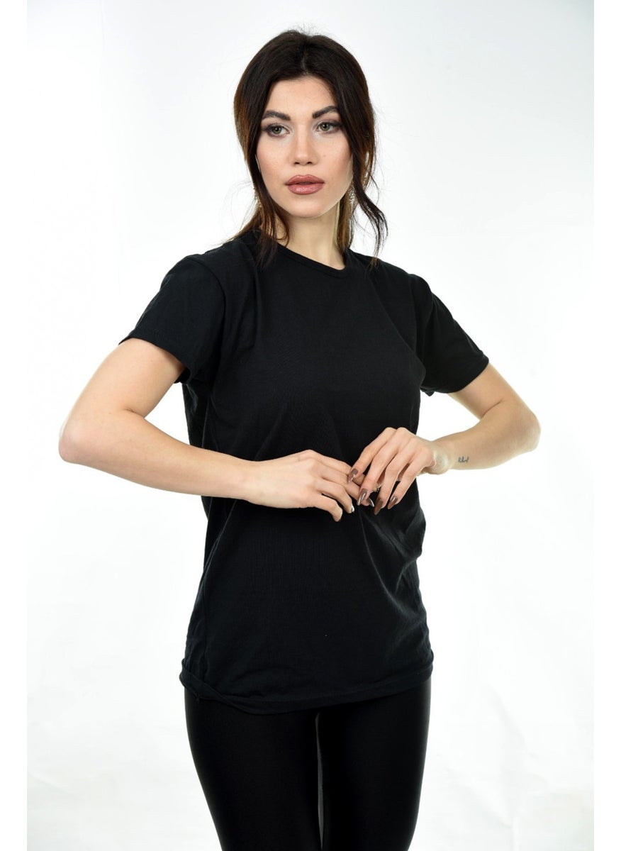 Belifanti Collection Women's Basic Crew Neck Short Sleeve T-Shirt Black  - Image 2