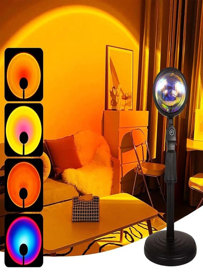 Elevea { Best Gift with 15 Years Warranty ) Sunset Projection Lamp Led Light 4 in 1 Replaceable Colorful Films, 360 Rotation Height Adjustable Romantic Floor Lamp Projector for Home, Party - Image 1