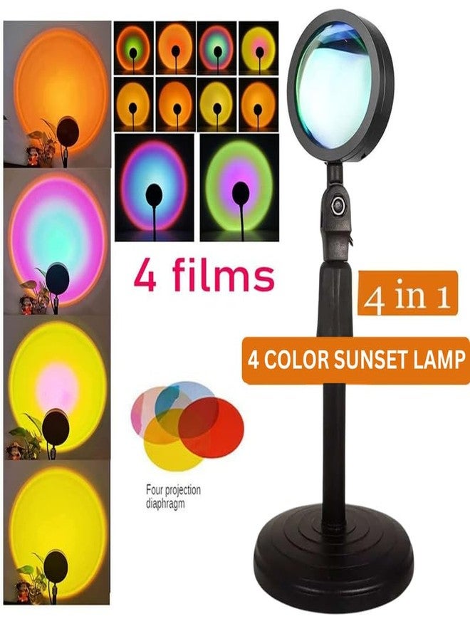 Elevea { Best Gift with 15 Years Warranty ) Sunset Projection Lamp Led Light 4 in 1 Replaceable Colorful Films, 360 Rotation Height Adjustable Romantic Floor Lamp Projector for Home, Party - Image 2