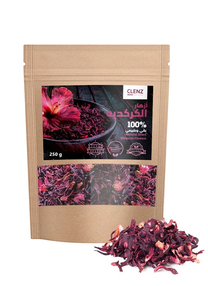 CLENZ 100% Natural  Dried Hibiscus Flowers - 250g 