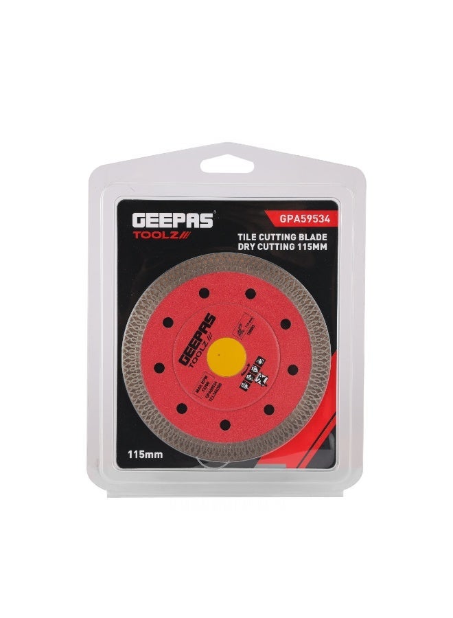 GEEPAS Dry Tile Cutting Blade 115mm Mesh Turbo Diamond Blade | 13200 RPM Max Speed, Precision Dry Cutting for Ceramic, Porcelain & Tiles | GPA59534 - Image 5