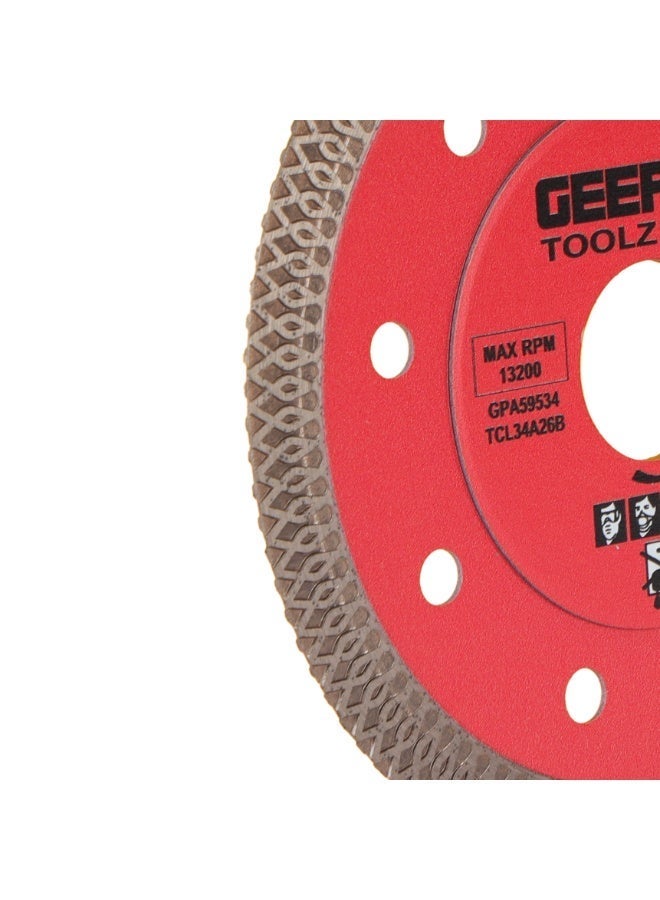 GEEPAS Dry Tile Cutting Blade 115mm Mesh Turbo Diamond Blade | 13200 RPM Max Speed, Precision Dry Cutting for Ceramic, Porcelain & Tiles | GPA59534 - Image 3